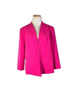 Kasper Size 16 Bright Pink Blazer Jacket Hook front